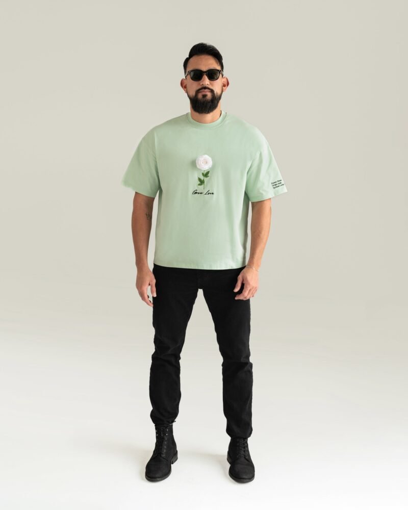 Sage Green Box Tee – Below the Bloom (+1 Flower)