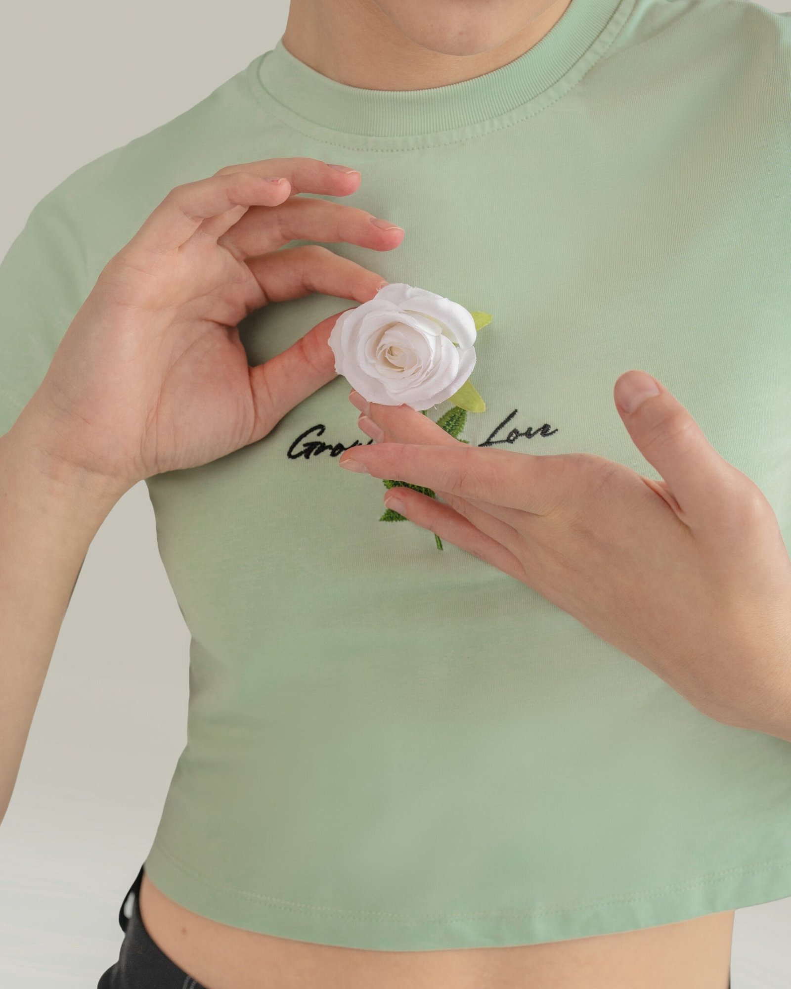 Sage Green Short Tee – In Between Bloom (+1 Flower) — view 2