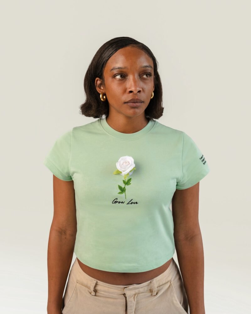 Sage Green Short Tee – Below the Bloom (+1 Flower)